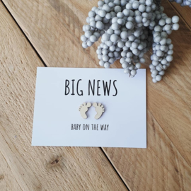 Kaart hout - Big news - baby on the way