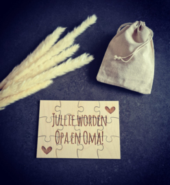 Zwangerschapsaankondiging - Houten puzzel - Jullie worden opa en oma