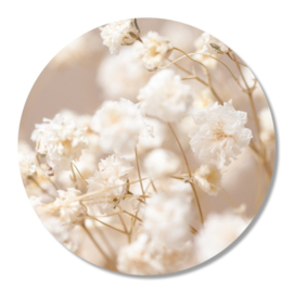 Muurcirkel - Witte bloemen 40cm