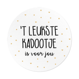 Sticker - 'T leukste kadootje is voor jou (wit)