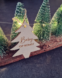 Houten aankondigingskistje kerst - Baby op komst