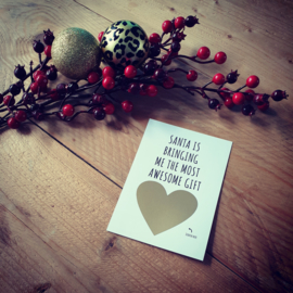 Kerst kraskaart - ''Santa is bringing me the most awesome gift'' - big brother