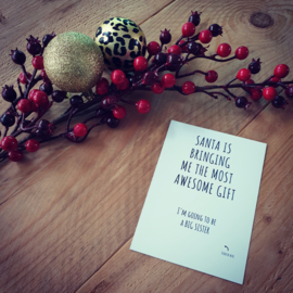 Kerst kraskaart - ''Santa is bringing me the most awesome gift'' - big sister