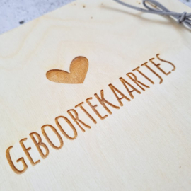 Houten bewaarbundel - mijn geboortekaartjes