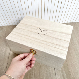 Houten bewaarkistje - Hart
