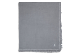 Deken Ledikant Muslin Fringe 120x120cm - Storm Grey