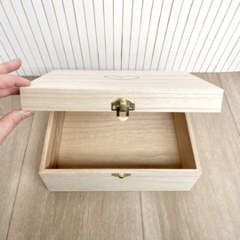 Houten bewaarkistje - Hart