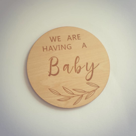 Houten bordje - ''we are having a baby''