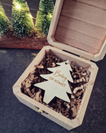 Houten aankondigingskistje kerst - Baby op komst