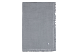 Deken Wieg Muslin Fringe 75x100cm - Storm Grey