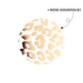 Sticker - Cheetah - wit met rosegoudfolie