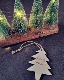 Houten aankondigingskistje kerst - Baby op komst
