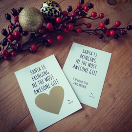 Kerst kraskaart - ''Santa is bringing me the most awesome gift'' - big brother