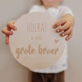 Houten aankondigingsbord - Ik word grote broer