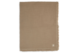 Deken Ledikant Muslin Fringe 120x120cm - Biscuit