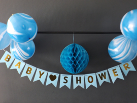 Babyshower blauw-goud