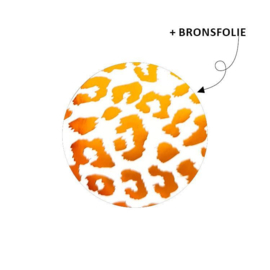 Sticker - Cheetah - wit met bronsfolie