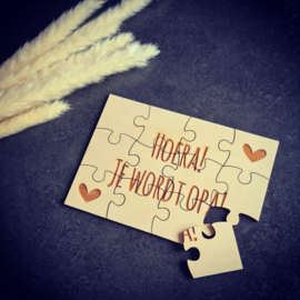 Zwangerschapsaankondiging - Houten puzzel - HOERA ! Je wordt opa