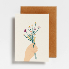 POSTCARD - HAND WITH FLOWERS - 5 pieces