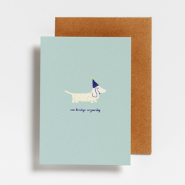 POSTCARD - EEN BEESTIGE VERJAARDAG HOND - 5 stuks