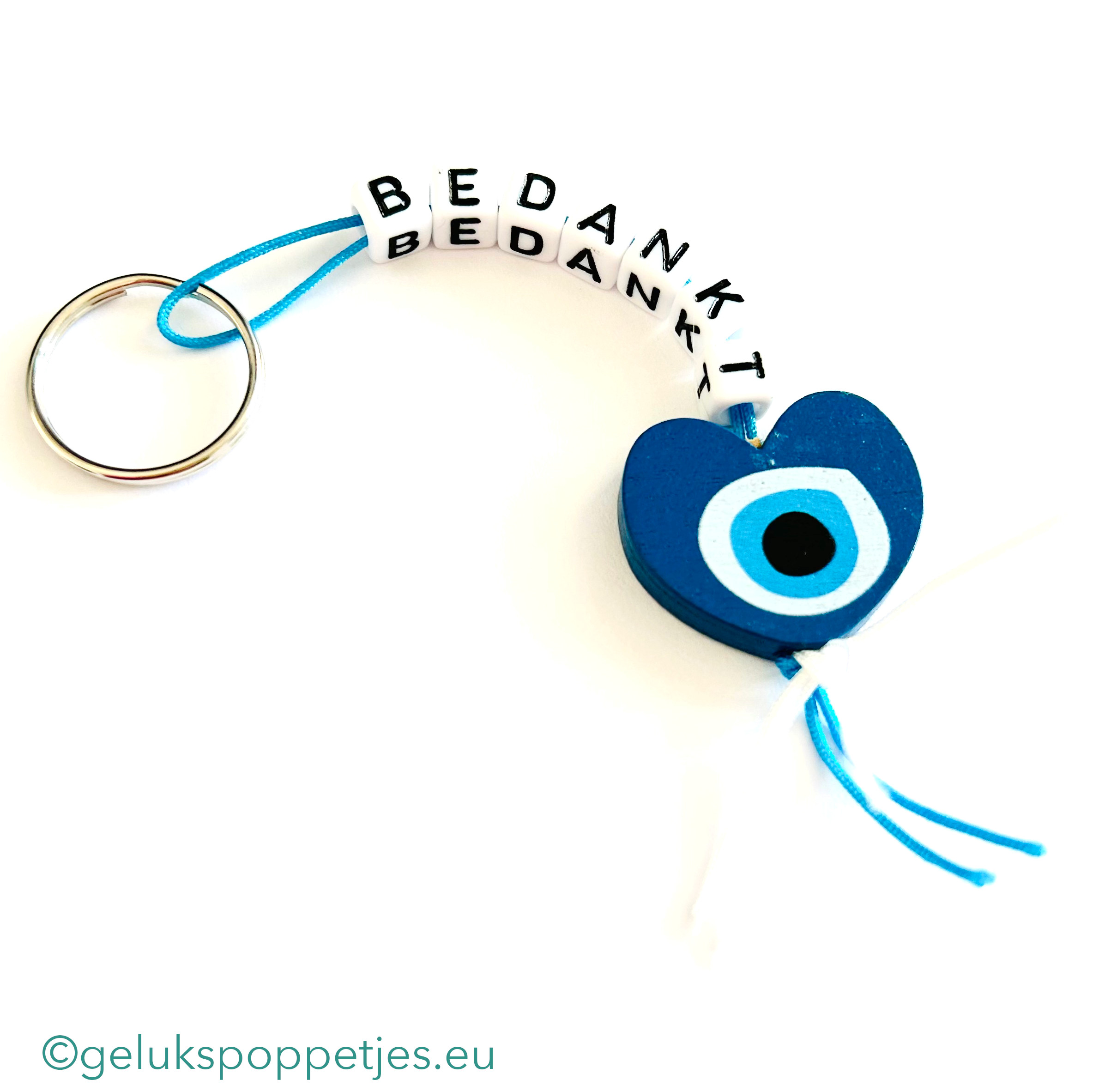 Bedankt sleutelhanger met boos oog gelukspoppetje per 25 stuks