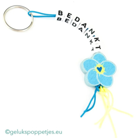 Bedankt sleutelhanger met vergeet me nietje per 25 stuks