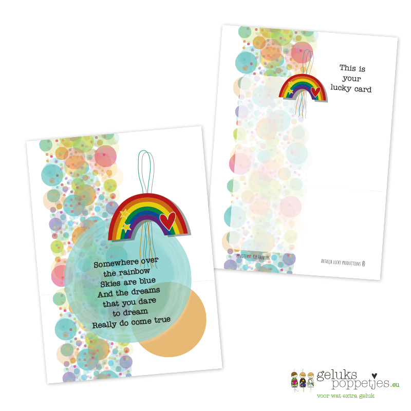 Somewhere over the rainbow gelukskaartje per 25 stuks