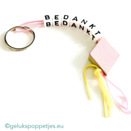 Bedankt met geluksspekje sleutelhanger per 25 stuks