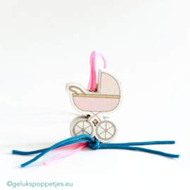 Geluks kinderwagen roze per 50 stuks
