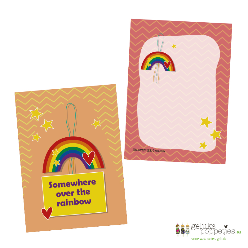 Somewhere over the rainbow gelukskaartje per 25 stuks