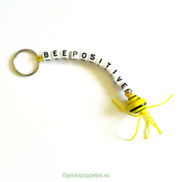 Bee-positive gelukspoppetjes sleutelhanger met geluksbijtje per 25 stuks