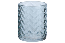 Theelichthouder Zigzag in blauw glas