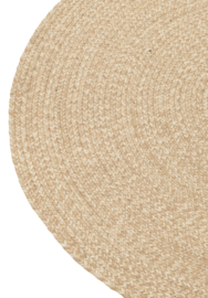 Rond tapijt in beige/wit visgraatmotief M