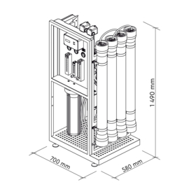 Industriële osmose Inox IoT MO24000 4" RO-systeem