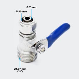 Kogelkraan met Jaco fitting osmosetoestel 10mm tubing 3/8"