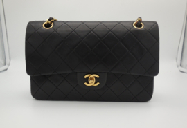 RESERVED CHANEL black medium 25 double flap bag + authenticity card, dustbag and box