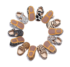 Bruine leren Supercute schoenen met zebra print