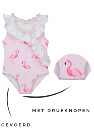 Badpak flamingo's  met drukknoopjes