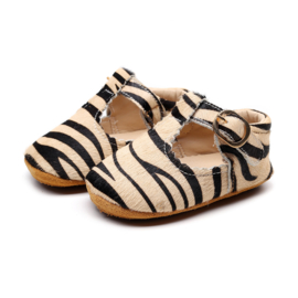 Bruine leren Supercute schoenen met zebra print