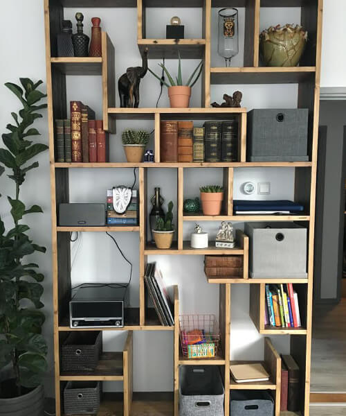 vakkenkast van gerecycled hout
