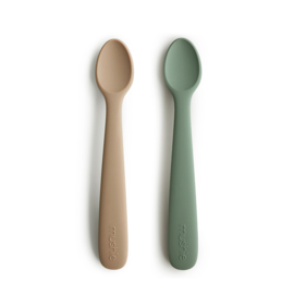 Mushie | Silicone Feeding Spoons - dried thyme / natural