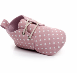 ☾  Niños |  Baby shoes | pink with white dots