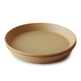 Mushie | Round Dinnerware Plates, Set of 2 (Mosterd)