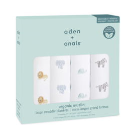 Aden + Anaïs | 4 pak organic swaddles - Animal Kingdom