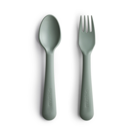 Mushie | Fork and Spoon Set (Sage)