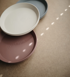 Mushie | Round Dinnerware Plates, Set of 2 (Smoke)
