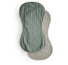 Mushie | Burp cloth - Roman Green / Fog