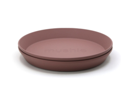 Mushie | Round Dinnerware Plates, Set of 2 (Woodchuck)