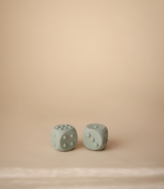 Mushie | Dice press toy - Cambridge blue/Shifting sand