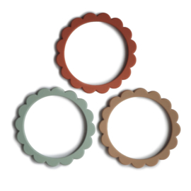 Mushie | Flower Teething Bracelet - black/natural/caramel